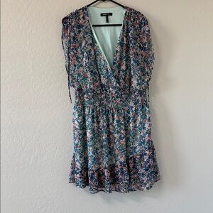 BCBG Multicolor Floral Mini Dress with built in slip. Sheer flowy fabric.